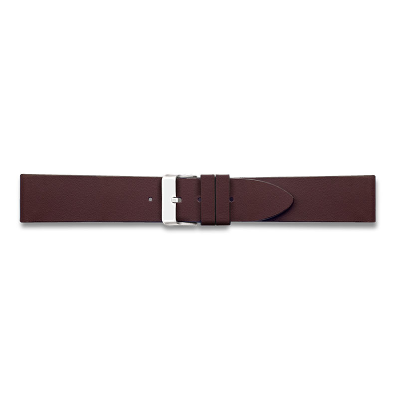 Seamless cut, flat corrected grain pigmented brown cowhide leather watch strap