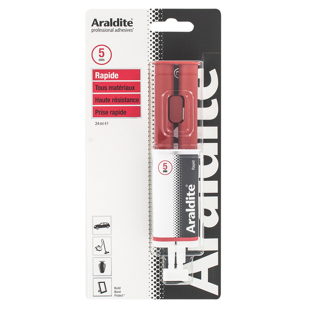 Red Araldite glue syringe