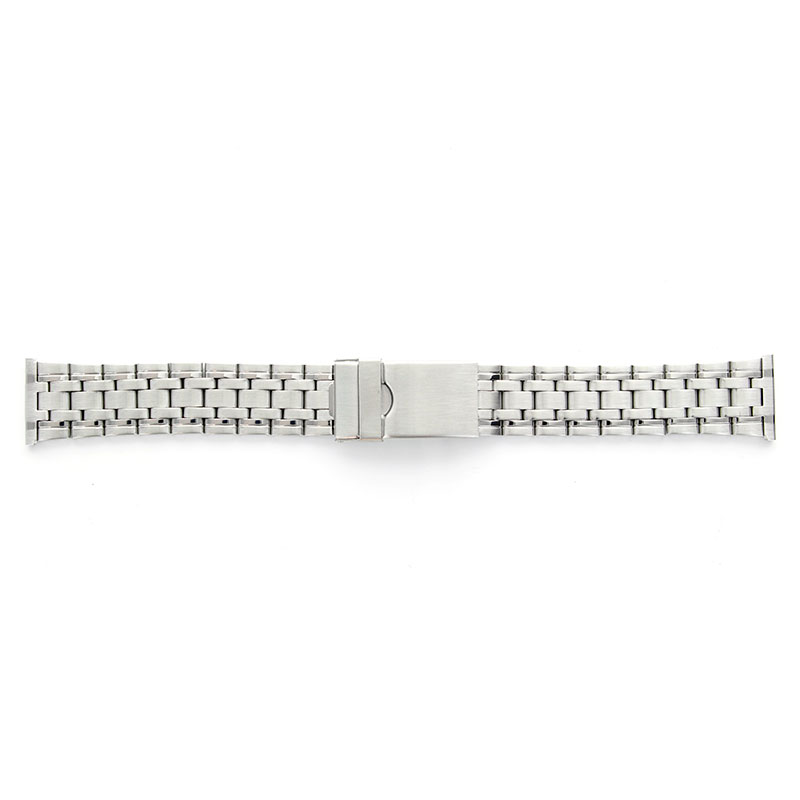 Fancy link steel watch band with double deployment clasp