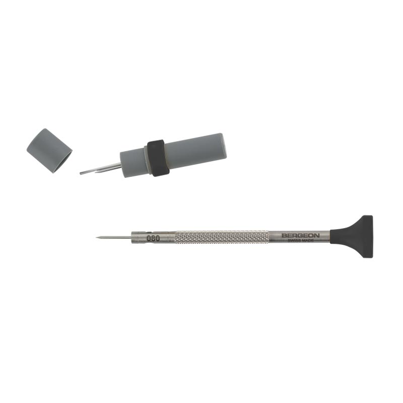 Bergeon ergonomic screwdriver with spare blade