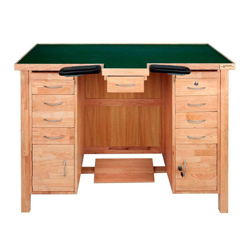 Durston hardwood single seat watchmaker\\\'s bench - 2 sets of drawers (8 drawers and 2 doors)