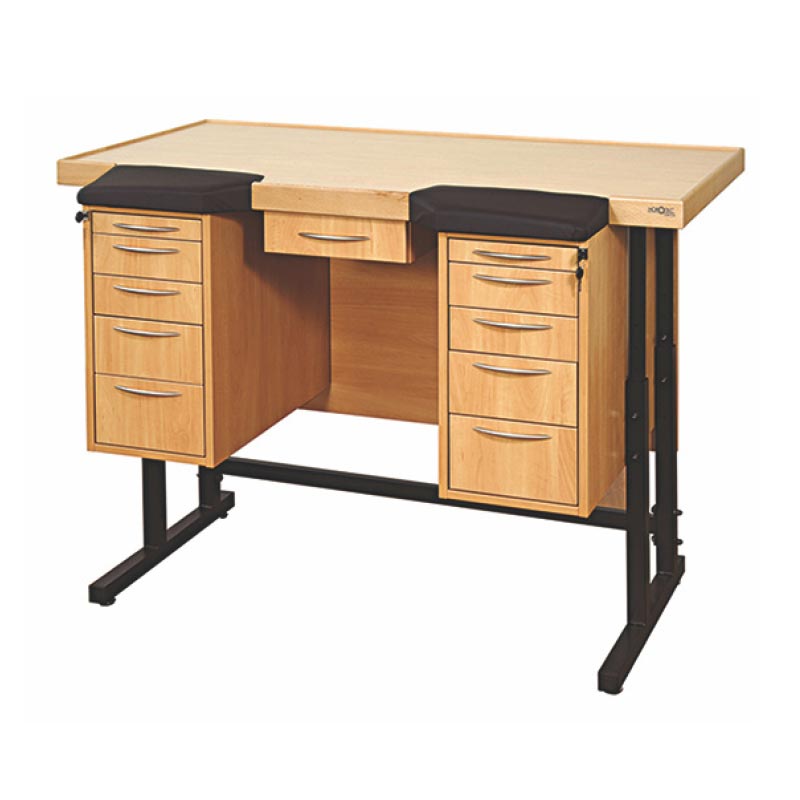 Horotec individual workbench in MDF with two sets of drawers height adjustable from 85 to 110 cm