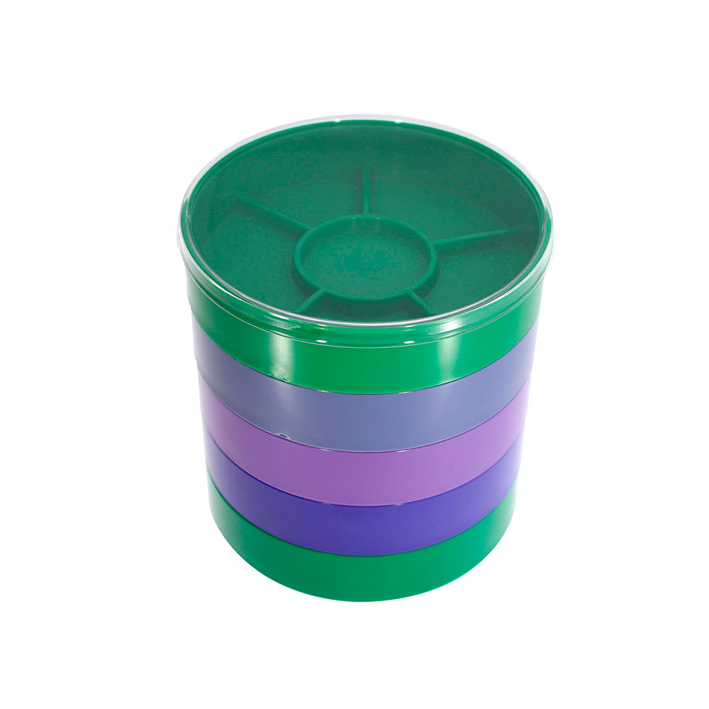 Set of 4 stackable round storage trays with 6 compartments,   81 x 15 mm