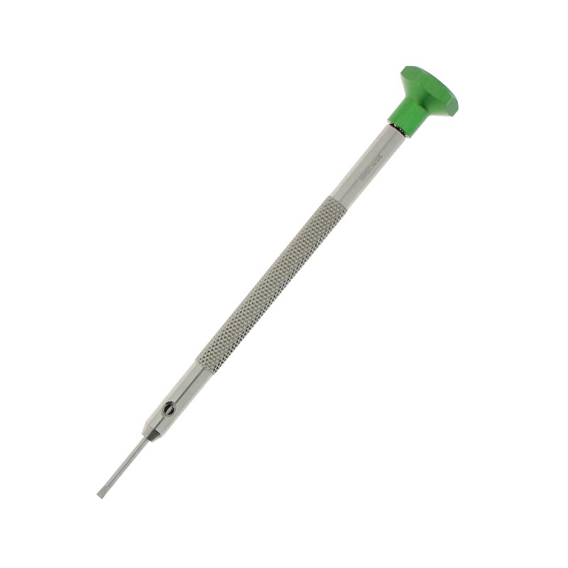 Watchmaker's stainless steel screwdriver with aluminium head and ball bearings