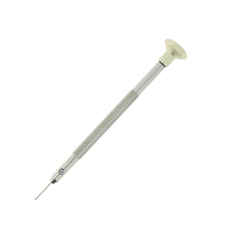 Watchmaker's stainless steel screwdriver with aluminium head and ball bearings