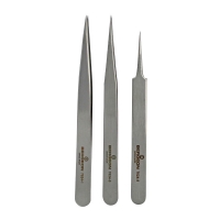 Set of 3 assorted B-JET tweezers 1, 3, 5  in anti-magnetic steel