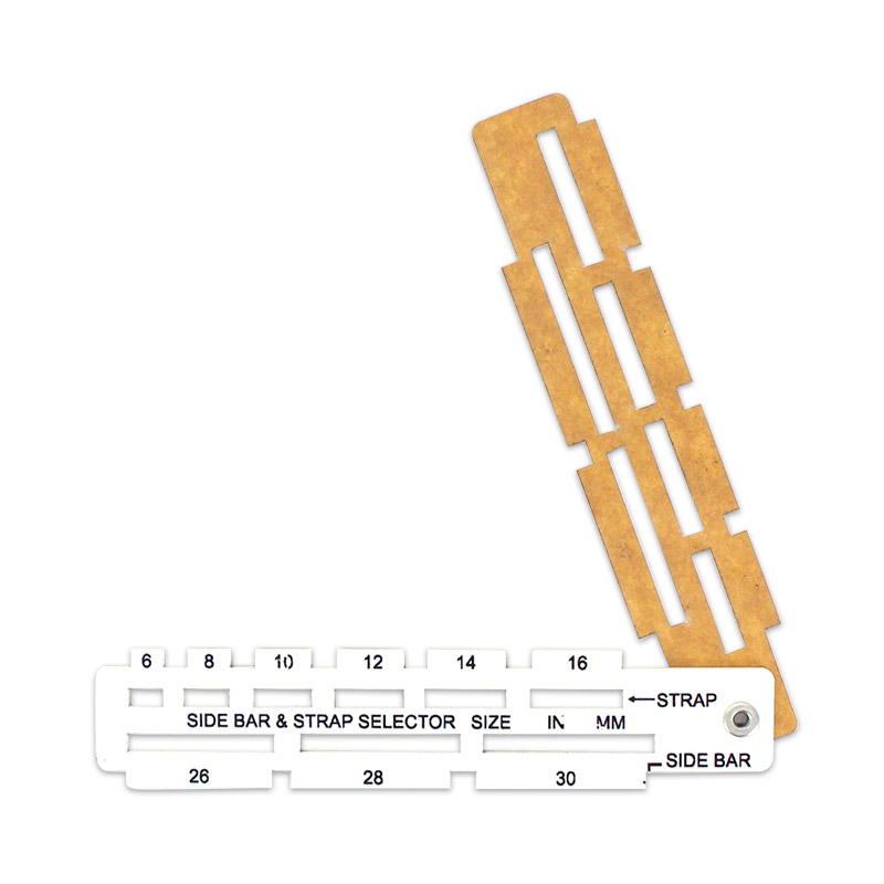 Outil en plastique 2 branches pour mesurer la largeur des bracelets de 6 à 34mm