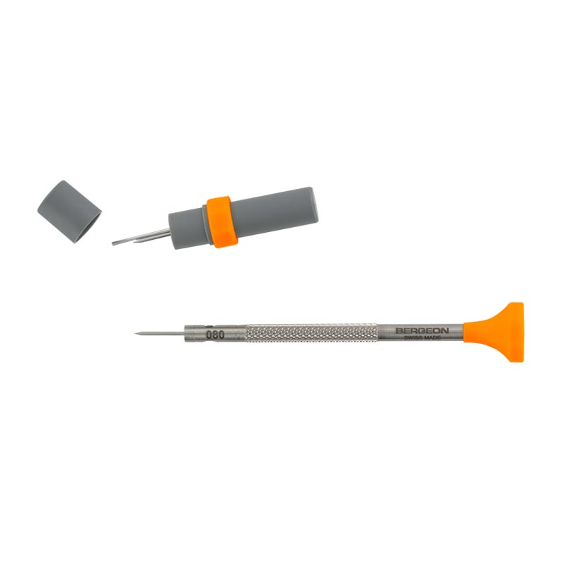 Bergeon ergonomic screwdriver with spare blade