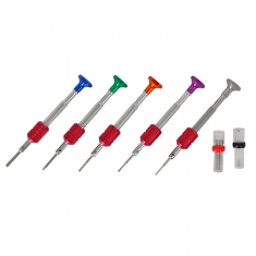 Set of 3 stainless steel dynamometric screwdrivers, with replacement blades 0.80, 1.00 and 1.20 mm