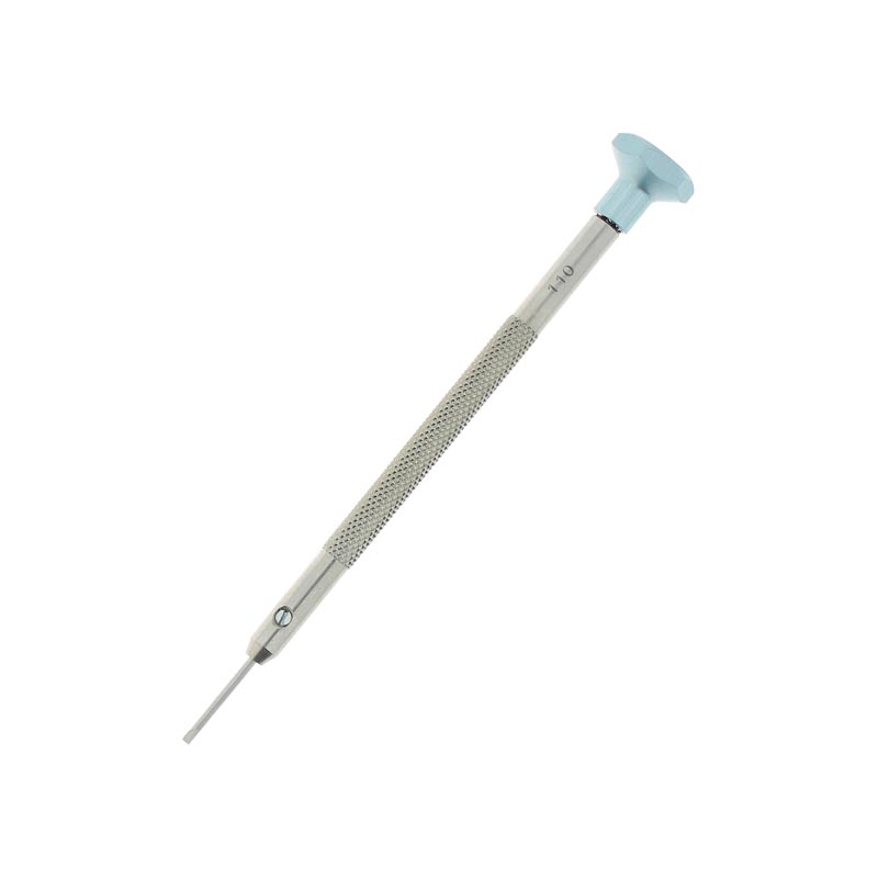 Watchmaker's stainless steel screwdriver with aluminium head and ball bearings