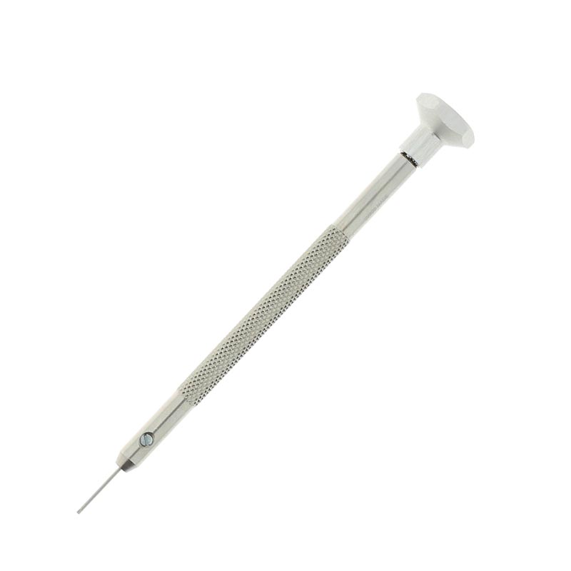 Watchmaker's stainless steel screwdriver with aluminium head and ball bearings