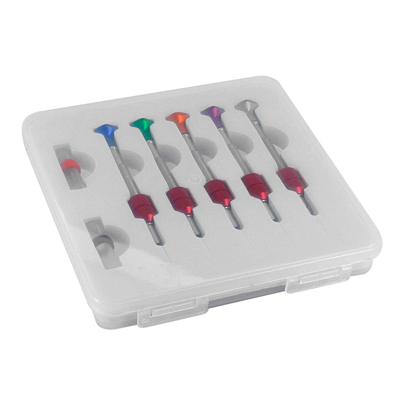 Set of 3 stainless steel dynamometric screwdrivers, with replacement blades 0.80, 1.00 and 1.20 mm