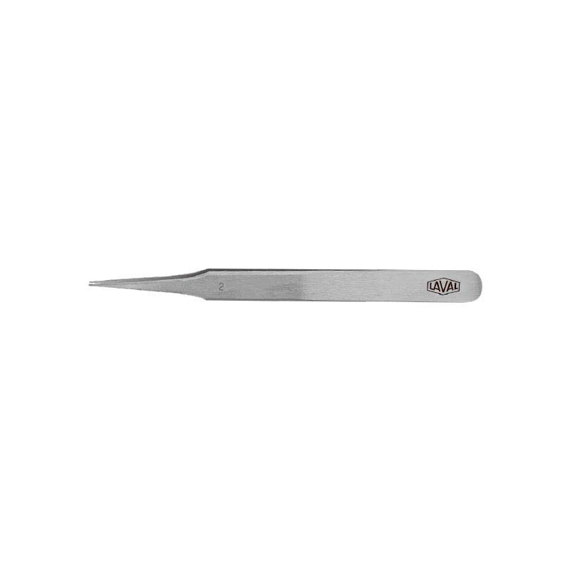 Stainless steel n°2 tweezers, fine flat strong tip 120 mm