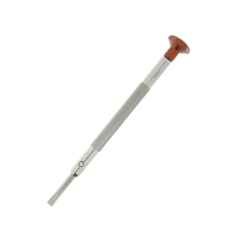 Watchmaker's stainless steel screwdriver with aluminium head and ball bearings
