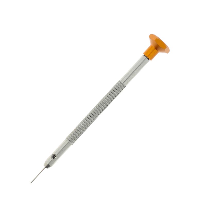Watchmaker's stainless steel screwdriver with aluminium head and ball bearings