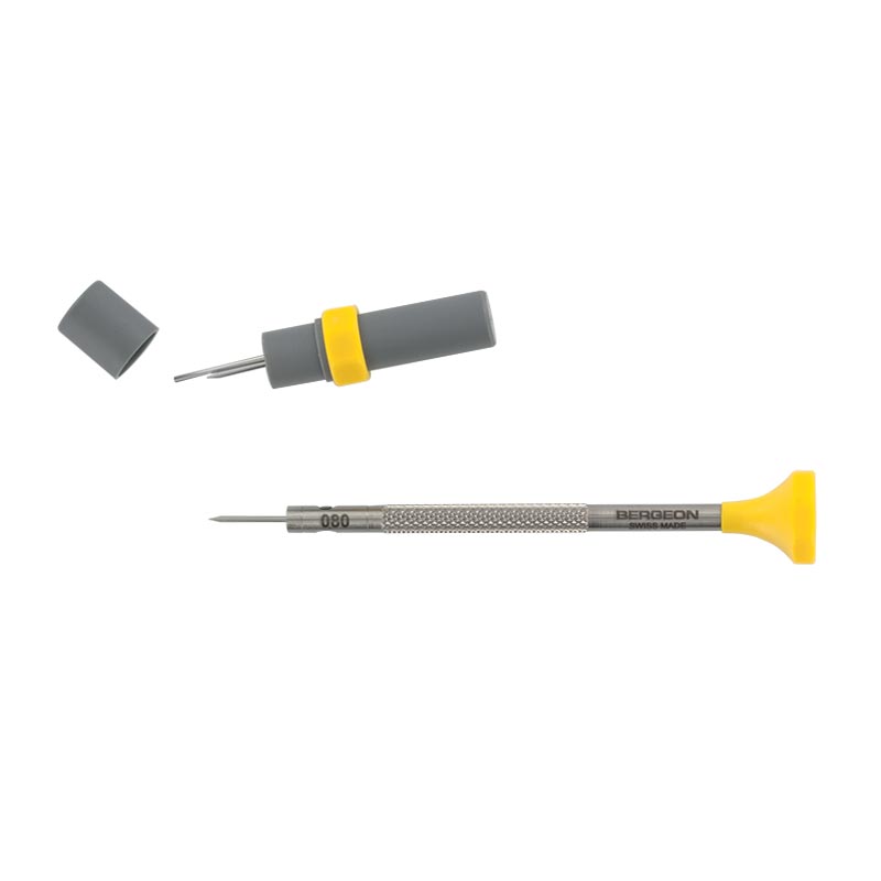 Bergeon ergonomic screwdriver with spare blade