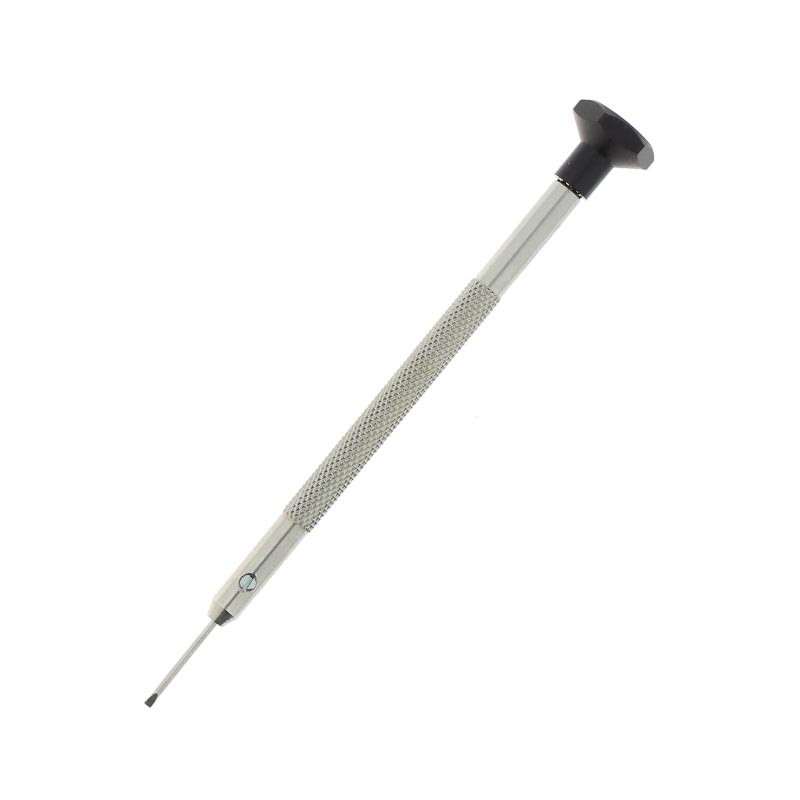 Watchmaker's stainless steel screwdriver with aluminium head and ball bearings